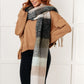 Wanderlust Wrap Oversized Plaid Fringe Scarf in Grey and Jade