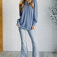 When the Sun Goes Down Mineral Wash Ribbed Knit Top in Vintage Denim