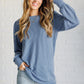 When the Sun Goes Down Mineral Wash Ribbed Knit Top in Vintage Denim
