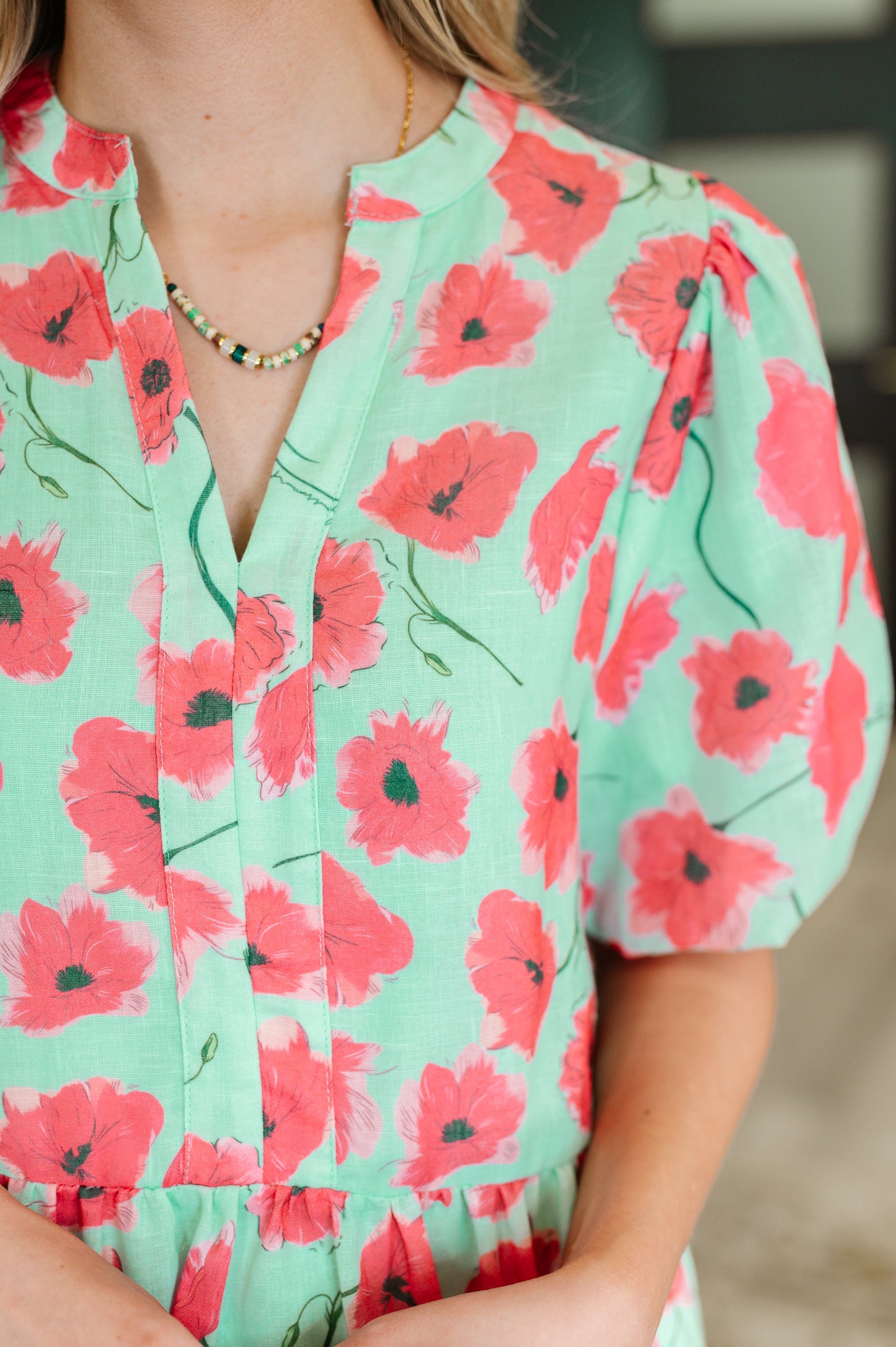 Wildflower Waltz Gathered Tier Dress in Mint