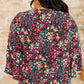 Willow Bell Sleeve Top in Black Multi Ditsy Floral