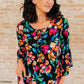 Willow Bell Sleeve Top in Black and Emerald Floral