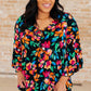 Willow Bell Sleeve Top in Black and Emerald Floral