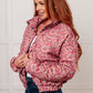 Wish Me Well Floral Printed Puffer Jacket in Rose Multi