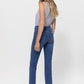 Stretch Mid-Rise Straight Leg w/ Button Up