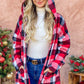 Red Riding Hooded Plaid Cardigan