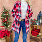 Red Riding Hooded Plaid Cardigan