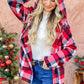 Red Riding Hooded Plaid Cardigan