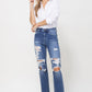 Distressed High Rise Ankle Relaxed Straight Jeans