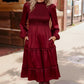 Starlit Elegance Red Tiered Dress