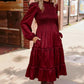 Starlit Elegance Red Tiered Dress