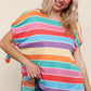 Feeling Bold Multicolor Stripe Dolman Bow Tie Sleeve Top