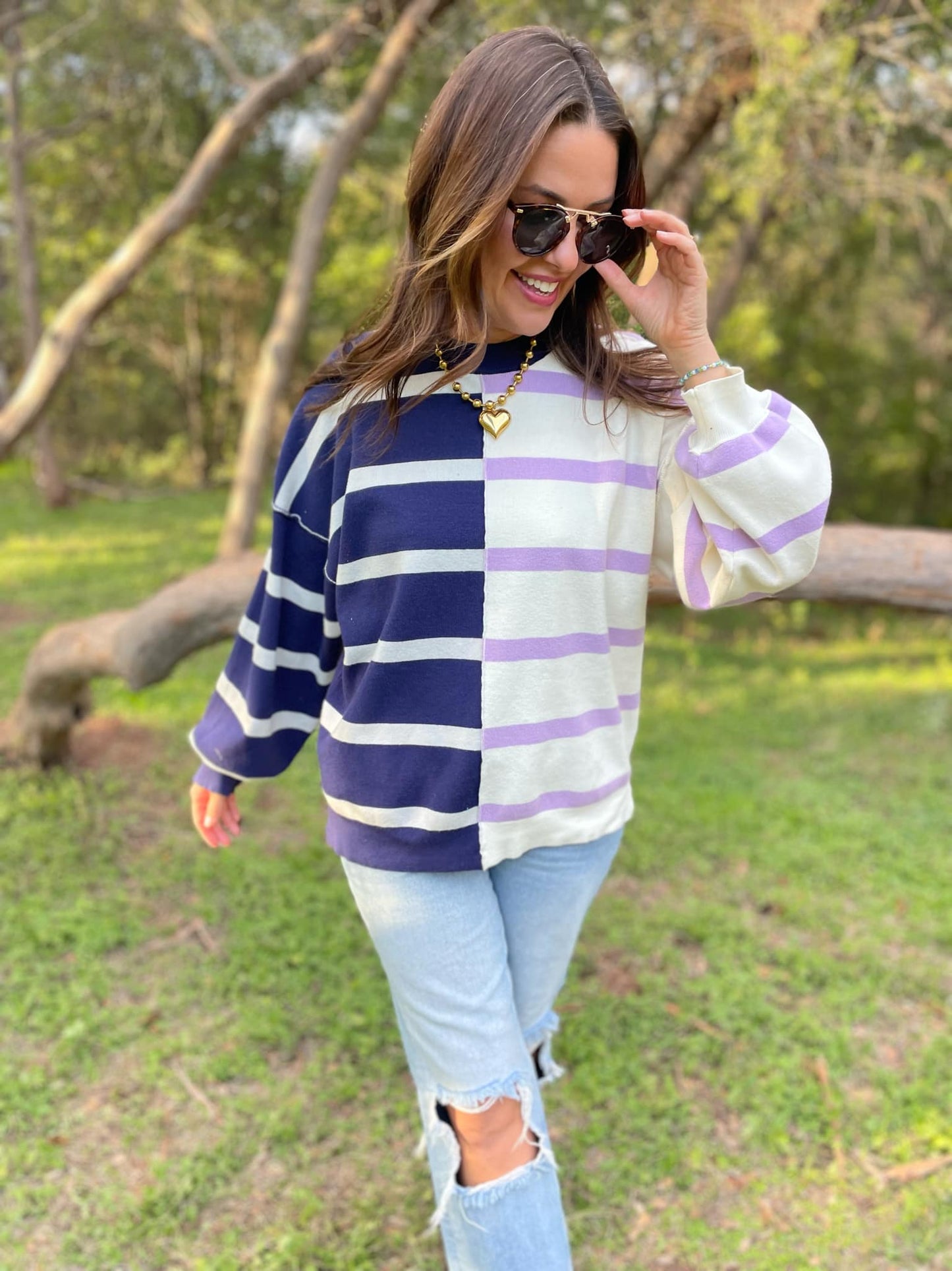 PREORDER: Exceptional Thought Striped Patchwork Sweater in Three Colors