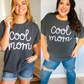 Take A Bow Charcoal "Cool Mom" Embroidery Pop-Up Rib Dolman Top