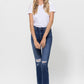 Mid Rise Crop Slim Straight Medium Jeans