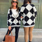 PREORDER: Contrast Trim Cardigan in Black Checkers