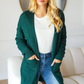 Stripe Textured Open Cardigan with Pockets in Hunter Green