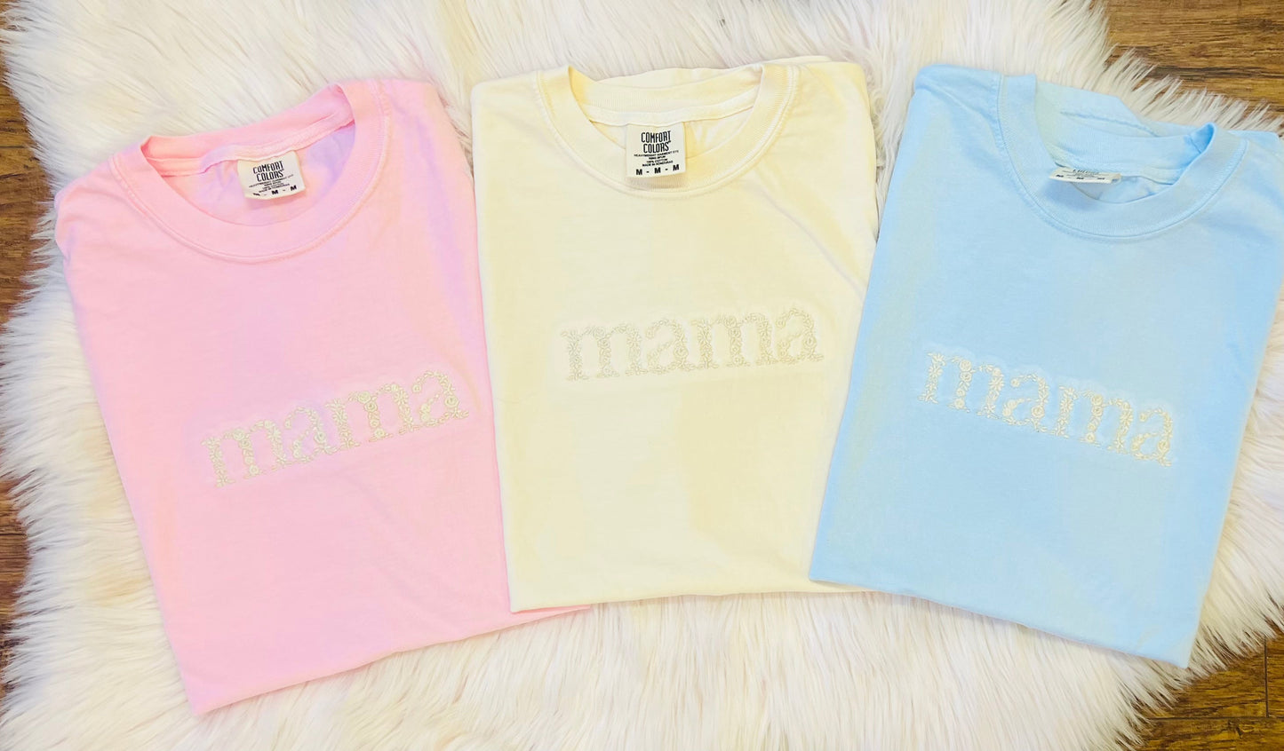 Mama Floral Embroidered Tee