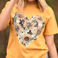 Sunflower Cowprint Heart Tee