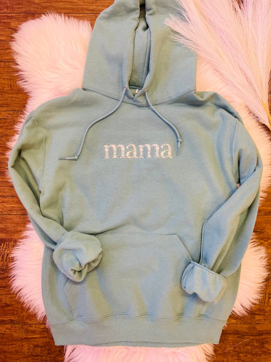 Mama Floral Embroidered Hoodie