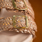 Intertwine Dual Woven Strap Slide in Champagne