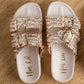 Intertwine Dual Woven Strap Slide in Champagne