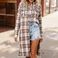 Playful in Plaid Mocha Button Down Cardigan