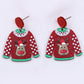 Red Acrylic Reindeer Dangle Earrings