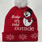 "It's Cold Outside" Snowman Pom-Pom Snowflake Beanie