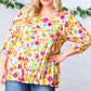 Daffodil Square Neck Peplum Floral Challis Woven Top