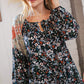 Boho Floral Ethnic Print Front Tie Woven Blouse