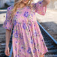 Rose Floral Elbow Length Swing Pocketed Dress