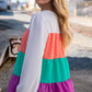 Ivory & Peach Woven Crepe Tiered Blouse