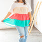 Ivory & Peach Woven Crepe Tiered Dolman Blouse