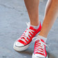 Red Canvas Lace Up Sneakers