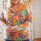 Multicolor Patchwork Button Down Terry Outseam Top