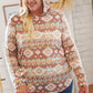 Taupe Aztec Print Lace Embellished Terry Hoodie