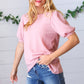 Baby Pink Puff Sleeve Two Tone Sweater Top