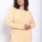 Ribbed Mesh Long Sleeve Flow Top With Side Slits in Apricot Ice