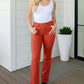Autumn Mid Rise Slim Bootcut Jeans in Terracotta