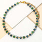 Green Beaded Chain Necklace with Lobster Clasp
