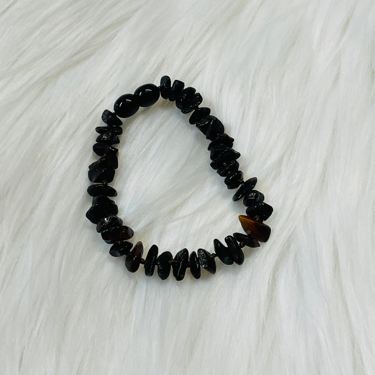 Authentic Lithuanian Baltic Amber Lightly Polished Black Anklet - 6.5"