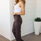 Sybil High Rise Frayed Hem 90's Straight Jeans in Brown