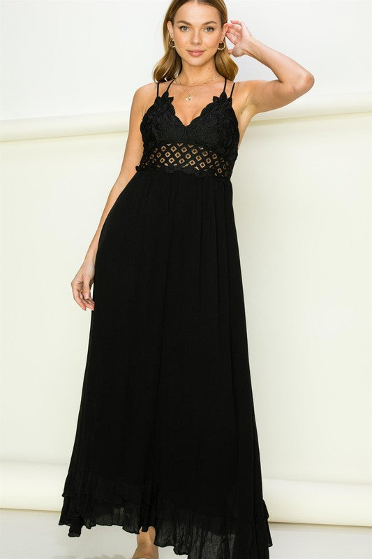 IN LOVE BUSTIER LACE MAXI DRESS